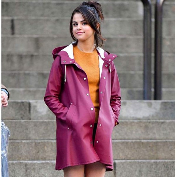Selena Gomez Burgundy Coat