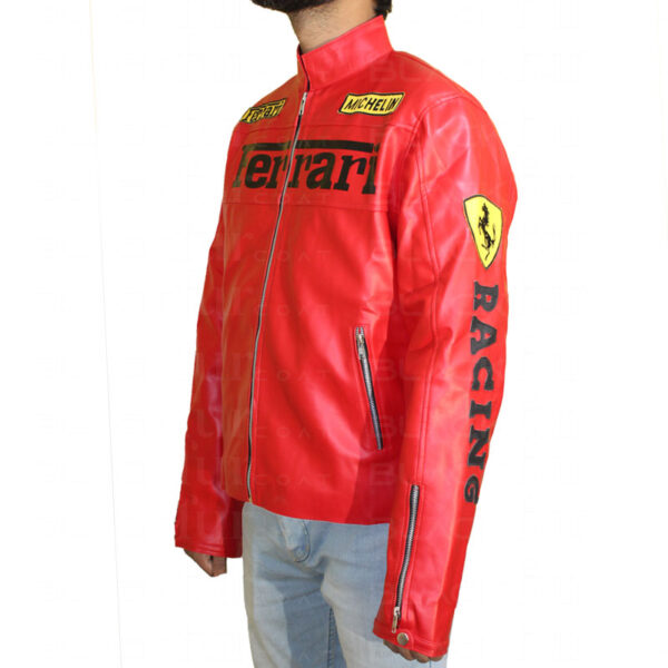 Motorcycle Racing Ferrari Red Biker Leather Jacket For Men