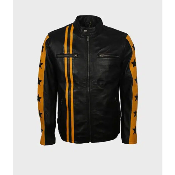 Cafe Racer Yellow Star Stripes Jacket Mens