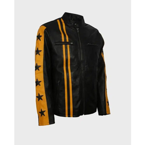 Cafe Racer Yellow Star Stripes Jacket Mens