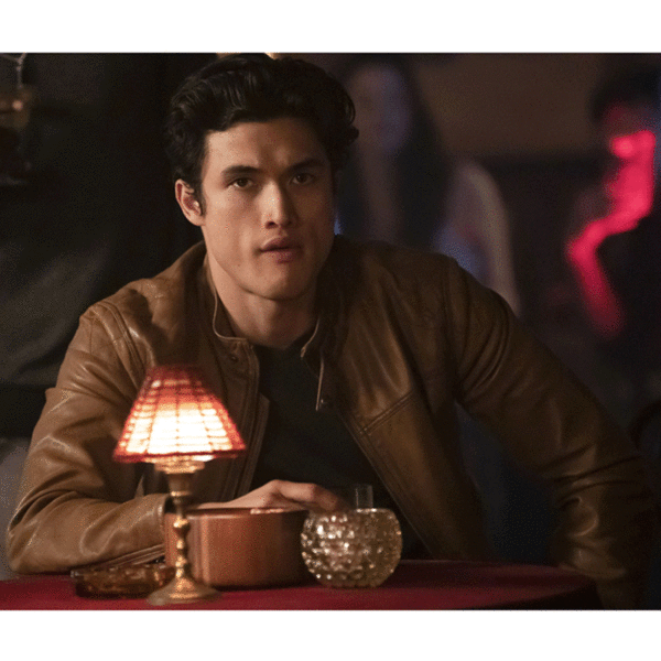 Riverdale-S3-Charles-Melton-Brown-Cafe-Racer-Leather-Jacket